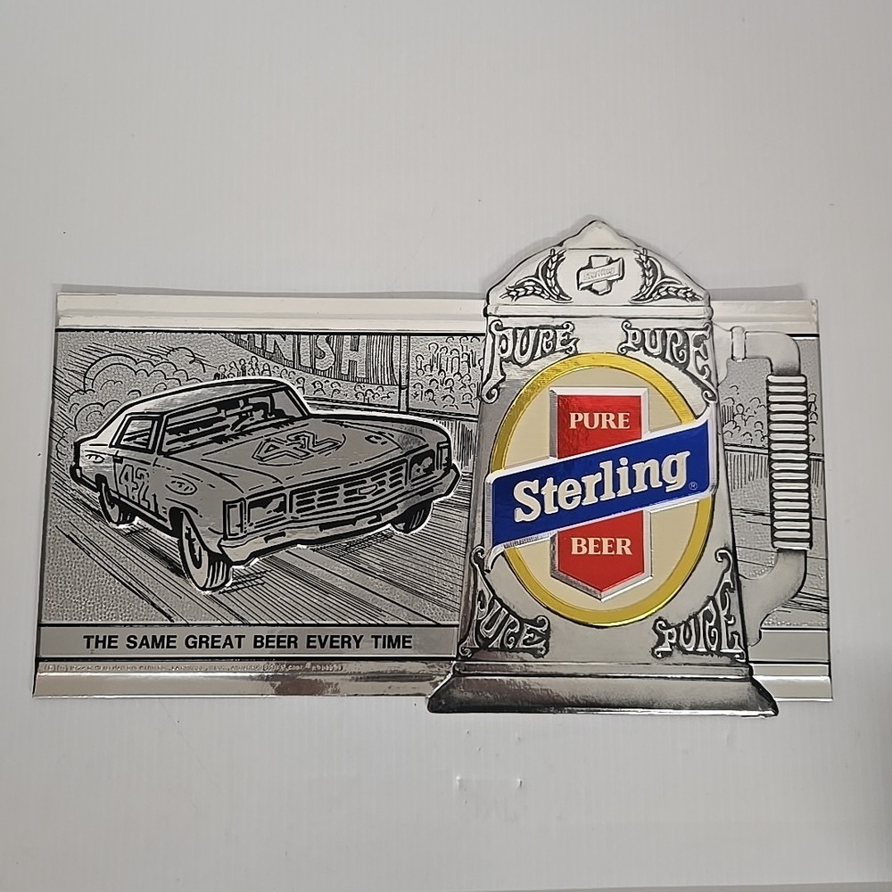 1974 STERLING Pure Beer Auto‎ Racing Nascar Embosograph Sign Heileman Brewing